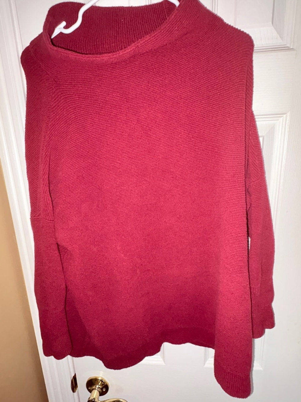 Free People Cranberry Red Turtleneck cowl neck oversized Sweater size XS